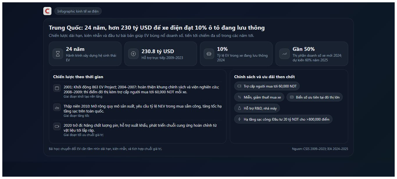 Biểu đồ hoặc hình ảnh minh họa quá trình phát triển xe điện tại Trung Quốc