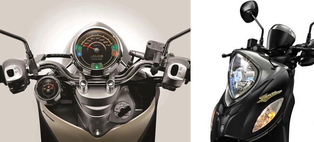 Cận cảnh đèn pha và bảng đồng hồ trên Yamaha Fino