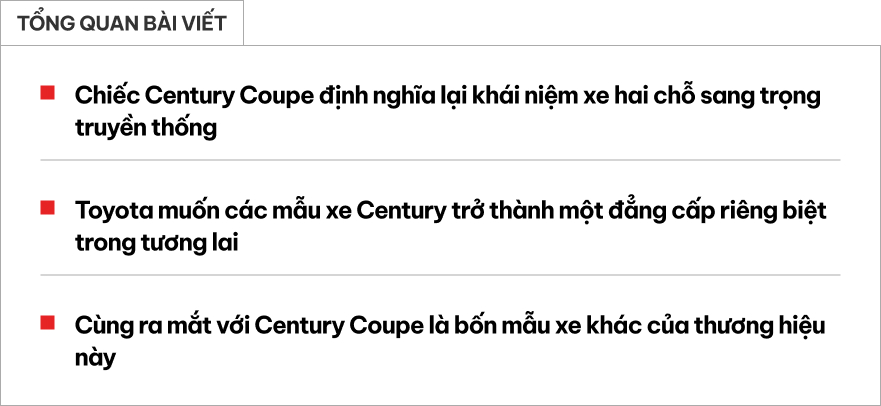 Century Coupe hoàn toàn mới tại Japan Mobility Show 2025 Toyota Century Coupe với thiết kế độc đáo