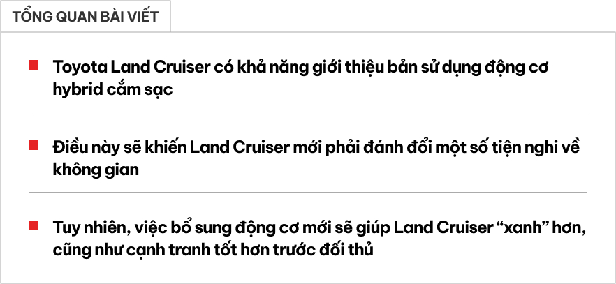 Toyota Land Cruiser phiên bản hybrid cắm sạc
