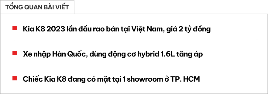 Chiếc Kia K8 được rao bán tại TP.HCM