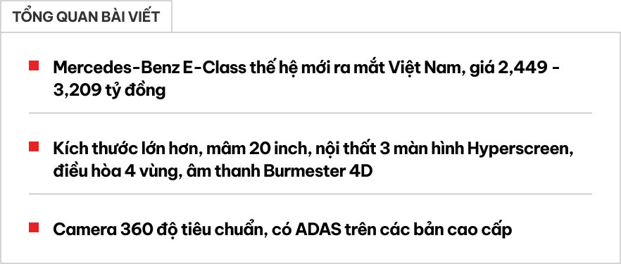 Mercedes-Benz E-Class 2025 ra mắt Việt Nam tại triển lãm JW Marriott Hà Nội
