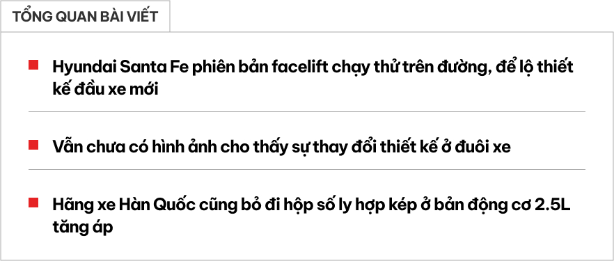Đầu xe Hyundai Santa Fe facelift với cụm đèn chính thu nhỏ và đèn LED ban ngày vị trí mới