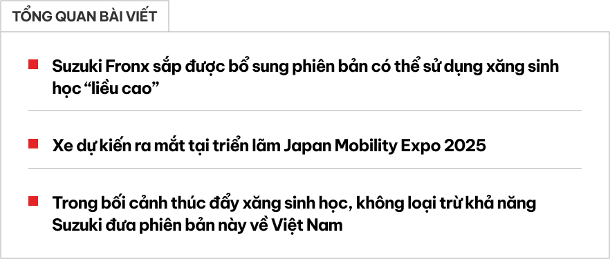 Suzuki Fronx bản này về Việt Nam thì không ngán E10: Sử dụng được cả xăng sinh học 'liều cao'- Ảnh 1. Suzuki Fronx Flex Fuel với decal vàng đặc biệt