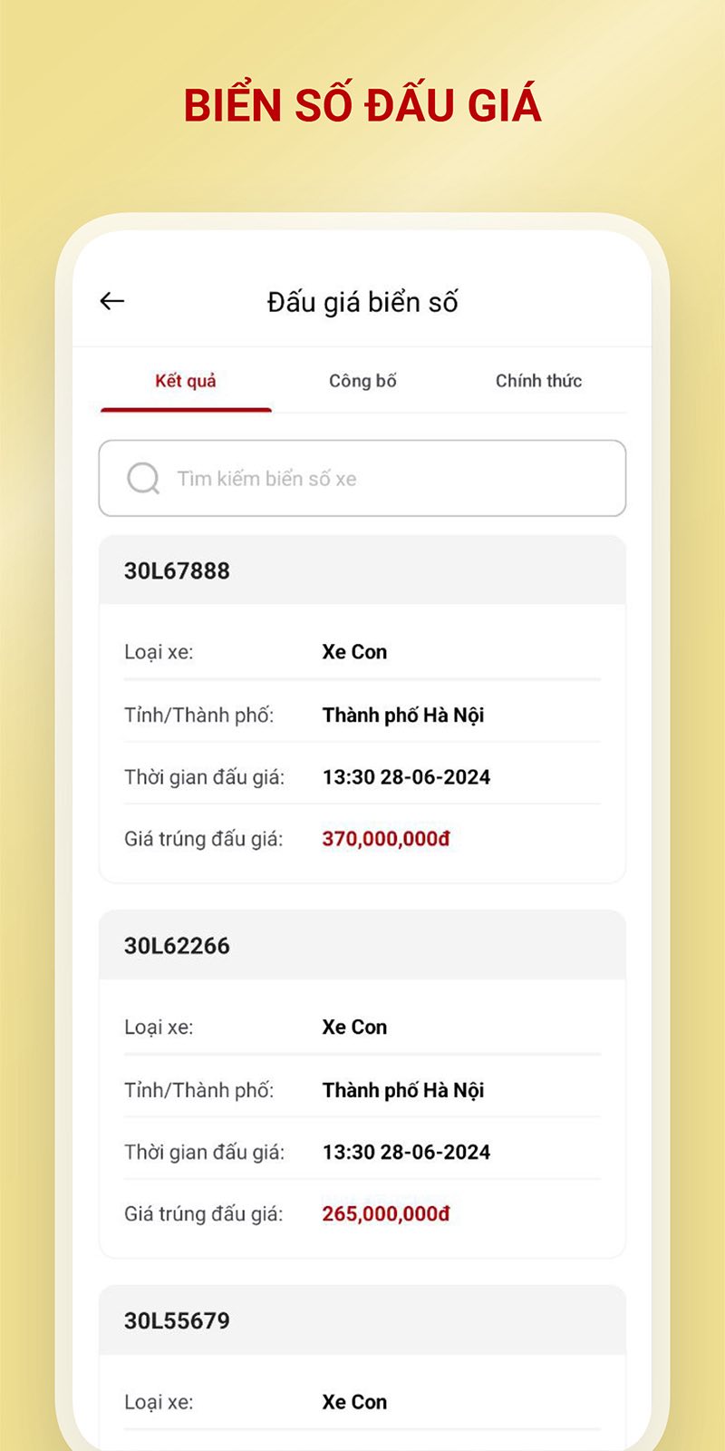 Giao diện tra cứu vi phạm phạt nguội