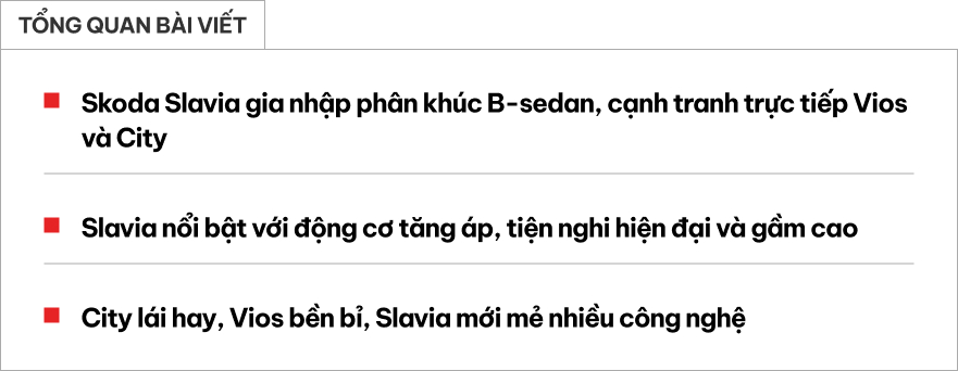 Phân khúc sedan hạng B cạnh tranh với Skoda Slavia, Toyota Vios và Honda City